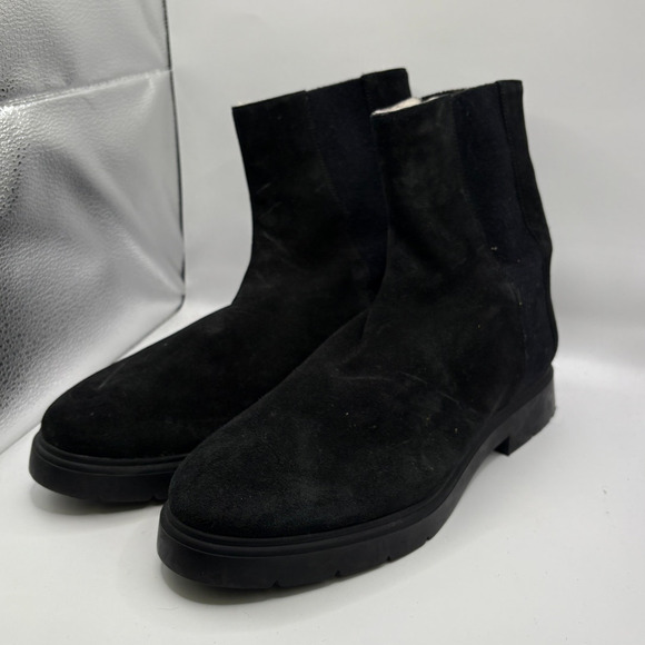 Stuart Weitzman Shoes - Stuart Weitzman Chelsea Boots Womens 13 Black Faux Fur Lined Suede Ankle Pull On